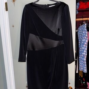 Rickie Freeman for Teri Jon faux wrap goth black dress